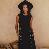 Selkie Dress Black• Open Sides Macrame Robes Dress • Organic Dress - AYA Sacred Wear