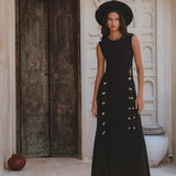 Selkie Dress Black• Open Sides Macrame Robes Dress • Organic Dress - AYA Sacred Wear