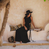 Selkie Dress Black• Open Sides Macrame Robes Dress • Organic Dress - AYA Sacred Wear
