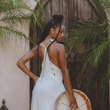 Shakti Dress • Off White Sexy Open Neckline Dress • Hippie Dress - AYA Sacred Wear