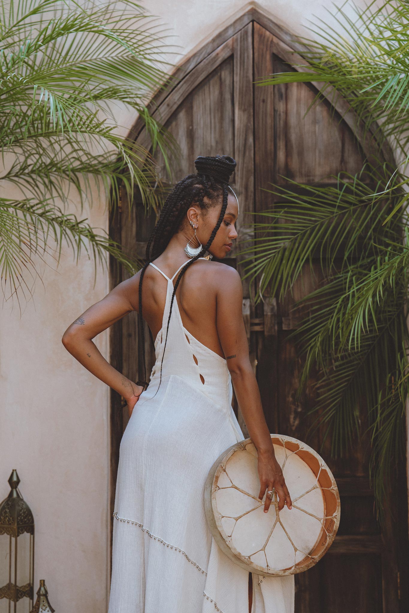 Shakti Dress • Off White Sexy Open Neckline Dress • Hippie Dress - AYA Sacred Wear