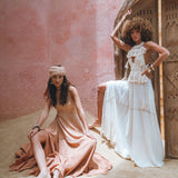 Shakti Dress • Off White Sexy Open Neckline Dress • Hippie Dress - AYA Sacred Wear