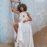 Shakti Dress • Off White Sexy Open Neckline Dress • Hippie Dress - AYA Sacred Wear