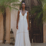 Shakti Dress • Off White Sexy Open Neckline Dress • Hippie Dress - AYA Sacred Wear