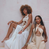 Shakti Dress • Off White Sexy Open Neckline Dress • Hippie Dress - AYA Sacred Wear