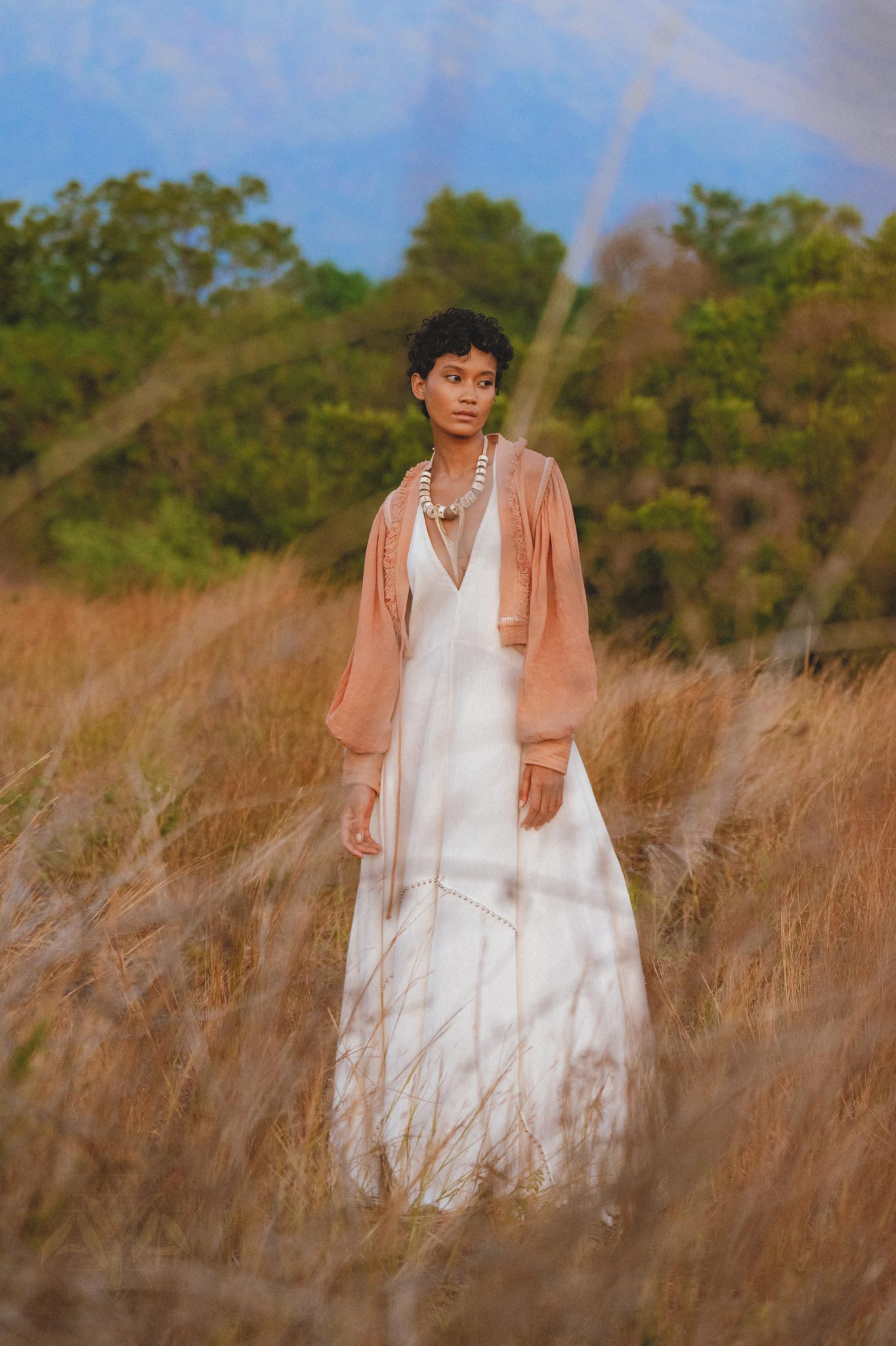 Shakti Dress • Off White Sexy Open Neckline Dress • Hippie Dress - AYA Sacred Wear