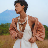 Shakti Dress • Off White Sexy Open Neckline Dress • Hippie Dress - AYA Sacred Wear