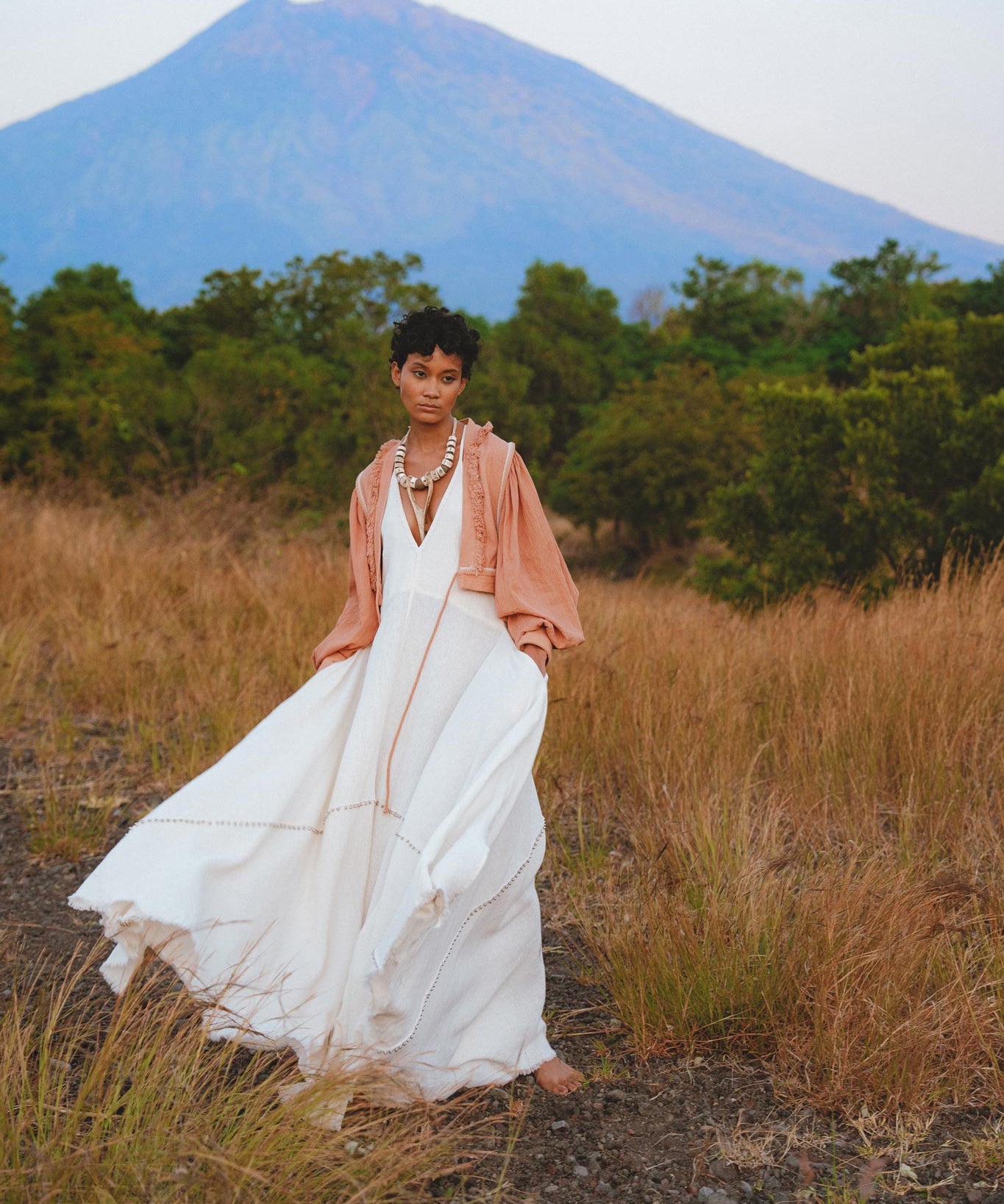 Shakti Dress • Off White Sexy Open Neckline Dress • Hippie Dress - AYA Sacred Wear