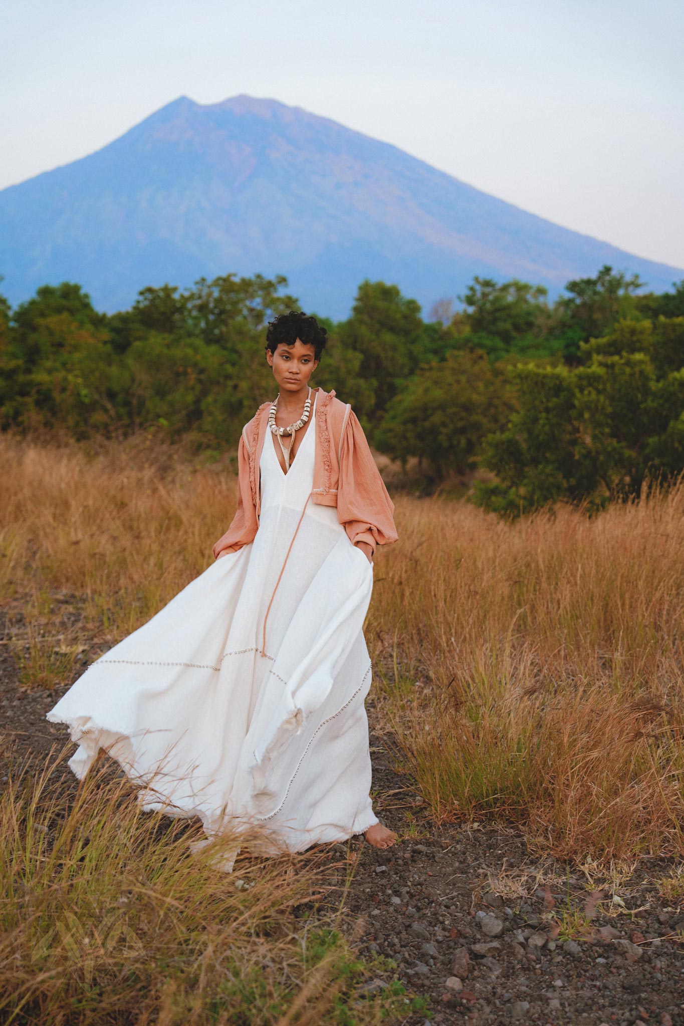 Shakti Dress • Off White Sexy Open Neckline Dress • Hippie Dress - AYA Sacred Wear