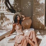 Shakti Dress Powder Pink • Boho Sexy Open Neckline Dress • Ombre Greek Cocktail Dress - AYA Sacred Wear