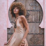 Shakti Dress Powder Pink • Boho Sexy Open Neckline Dress • Ombre Greek Cocktail Dress - AYA Sacred Wear