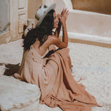 Shakti Dress Powder Pink • Boho Sexy Open Neckline Dress • Ombre Greek Cocktail Dress - AYA Sacred Wear