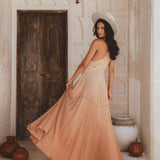 Shakti Dress Powder Pink • Boho Sexy Open Neckline Dress • Ombre Greek Cocktail Dress - AYA Sacred Wear
