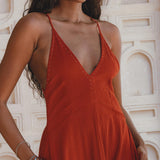 Shakti Dress • Red Boho Jingle Bells Dress • Sexy Open Neckline Dress - AYA Sacred Wear