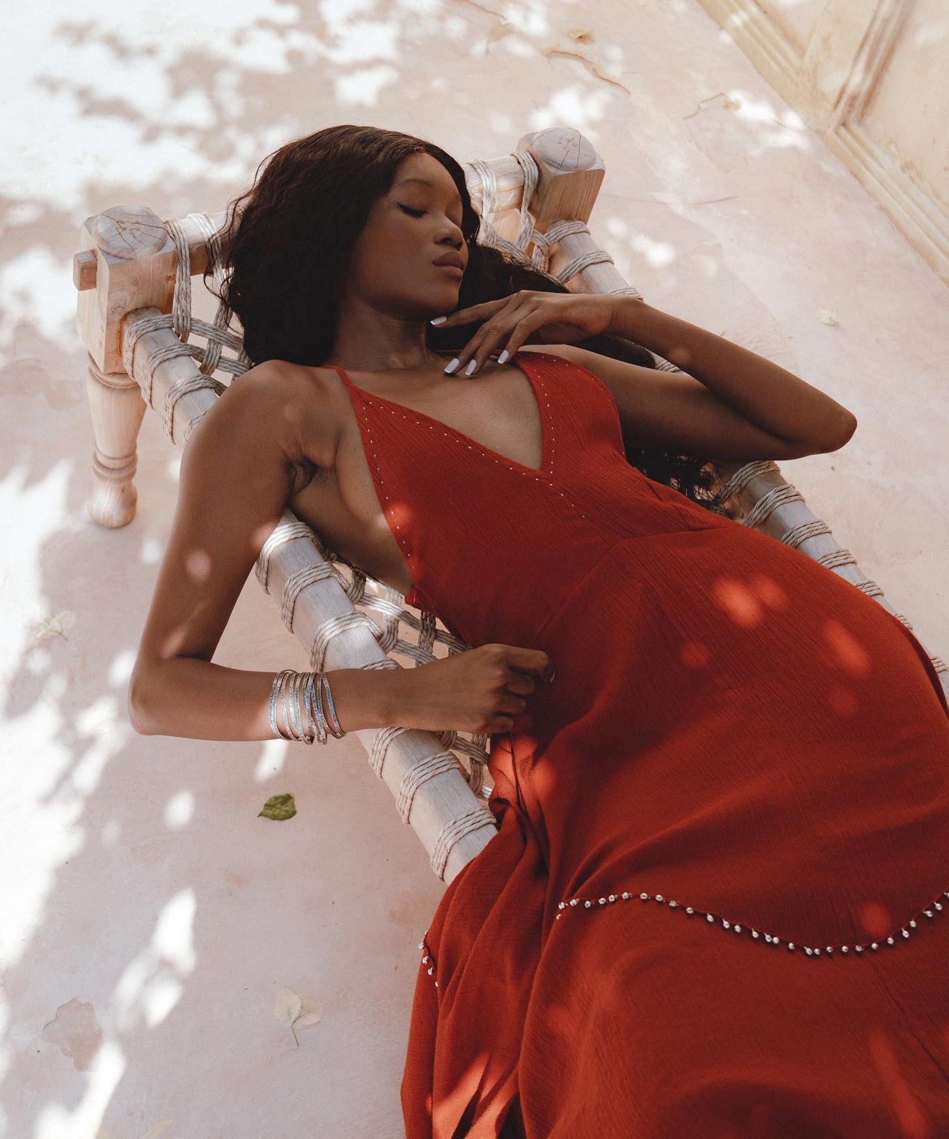 Shakti Dress • Red Boho Jingle Bells Dress • Sexy Open Neckline Dress - AYA Sacred Wear
