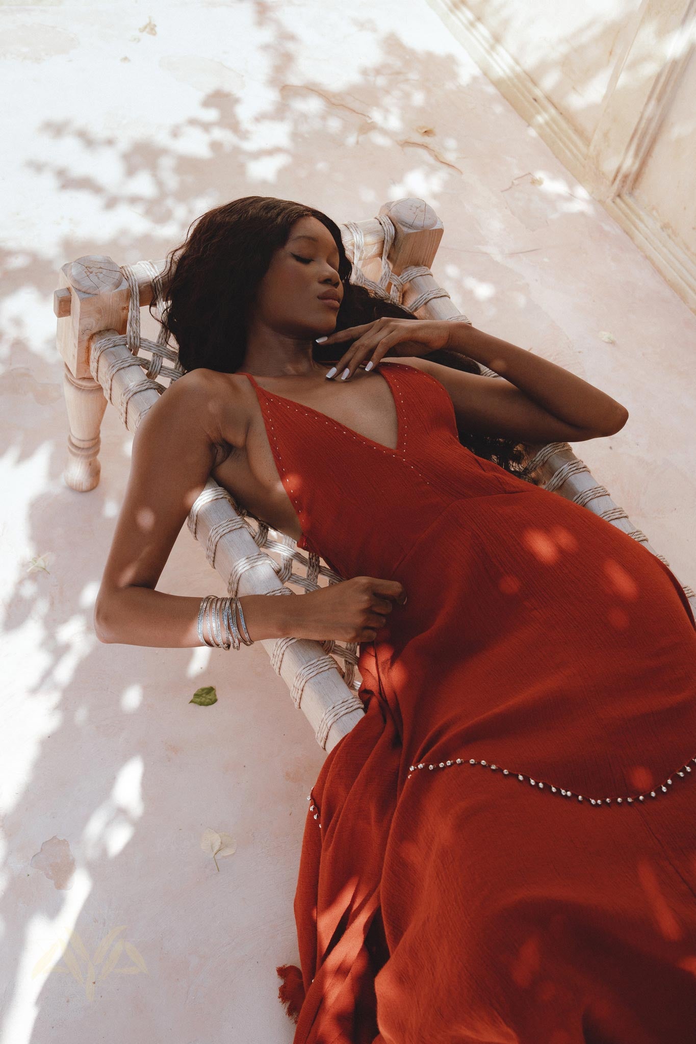 Shakti Dress • Red Boho Jingle Bells Dress • Sexy Open Neckline Dress - AYA Sacred Wear