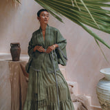 Short Linen Kimono Wrap with Belt • Bohemian Kimono Jacket For Women - AYA Sacred Wear