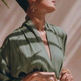 Short Linen Kimono Wrap with Belt • Bohemian Kimono Jacket For Women - AYA Sacred Wear