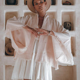 Short Linen Kimono Wrap with Belt • Linen Cardigan for Women - AYA Sacred Wear