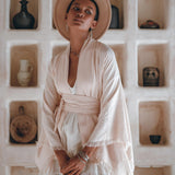 Short Linen Kimono Wrap with Belt • Linen Cardigan for Women - AYA Sacred Wear