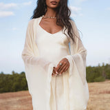 Silk Chiffon Kimono for Women, Sheer Silk Bridal Cover Up, Boho Wedding Robe, Lightweight Resort Wear, Handmade Silk Duster - AYA Sacred Wear