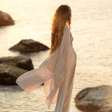 Silk Chiffon Kimono for Women, Sheer Silk Bridal Cover Up, Boho Wedding Robe, Lightweight Resort Wear, Handmade Silk Duster - AYA Sacred Wear