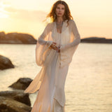 Silk Chiffon Kimono for Women, Sheer Silk Bridal Cover Up, Boho Wedding Robe, Lightweight Resort Wear, Handmade Silk Duster - AYA Sacred Wear