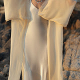 Silk Chiffon Kimono for Women, Sheer Silk Bridal Cover Up, Boho Wedding Robe, Lightweight Resort Wear, Handmade Silk Duster - AYA Sacred Wear