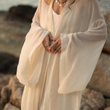 Silk Chiffon Kimono for Women, Sheer Silk Bridal Cover Up, Boho Wedding Robe, Lightweight Resort Wear, Handmade Silk Duster - AYA Sacred Wear