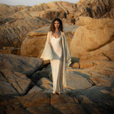 Silk Chiffon Kimono for Women, Sheer Silk Bridal Cover Up, Boho Wedding Robe, Lightweight Resort Wear, Handmade Silk Duster - AYA Sacred Wear