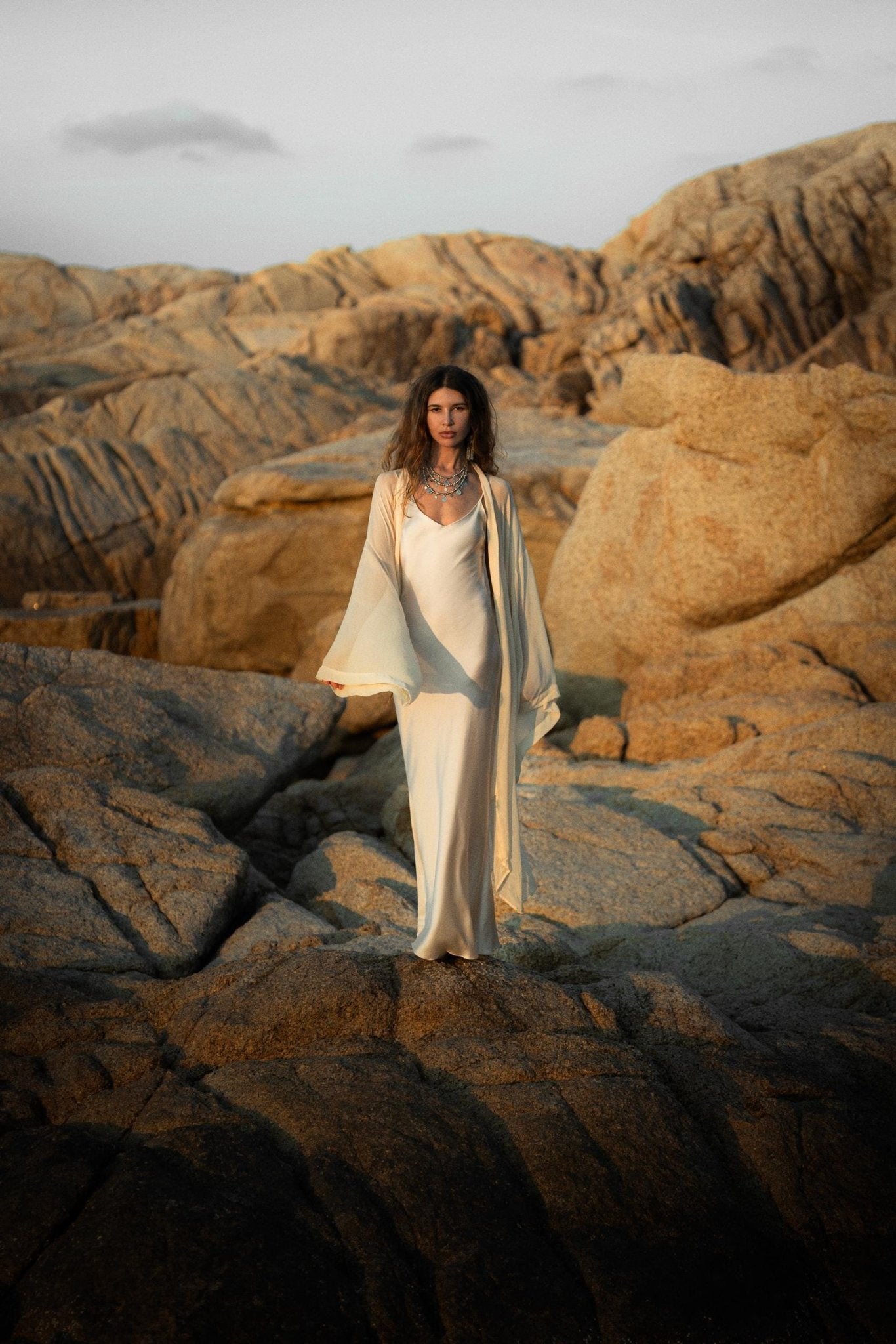 Silk Chiffon Kimono for Women, Sheer Silk Bridal Cover Up, Boho Wedding Robe, Lightweight Resort Wear, Handmade Silk Duster - AYA Sacred Wear