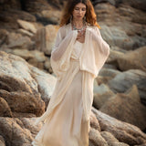 Silk Chiffon Kimono for Women, Sheer Silk Bridal Cover Up, Boho Wedding Robe, Lightweight Resort Wear, Handmade Silk Duster - AYA Sacred Wear