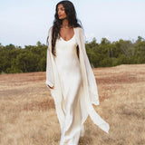 Silk Chiffon Kimono for Women, Sheer Silk Bridal Cover Up, Boho Wedding Robe, Lightweight Resort Wear, Handmade Silk Duster - AYA Sacred Wear