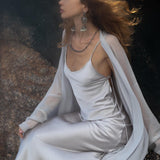 Silk Chiffon Kimono in Mist Blue | Sheer Bridal Cover Up | Sheer Silk Bridal Cover Up |Boho Wedding Robe | Lightweight Resort Wear |Handmade Silk Duster - AYA Sacred Wear