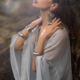 Silk Chiffon Kimono in Mist Blue | Sheer Bridal Cover Up | Sheer Silk Bridal Cover Up |Boho Wedding Robe | Lightweight Resort Wear |Handmade Silk Duster - AYA Sacred Wear