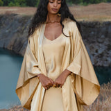 Silk Kimono Robe in Inka Gold — Relaxed Bohemian Cardigan - AYA Sacred Wear
