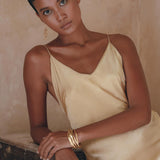 Peace Silk Boho Dress, Mini Cocktail Dress, Evening Gold Silk Dress - AYA Sacred Wear