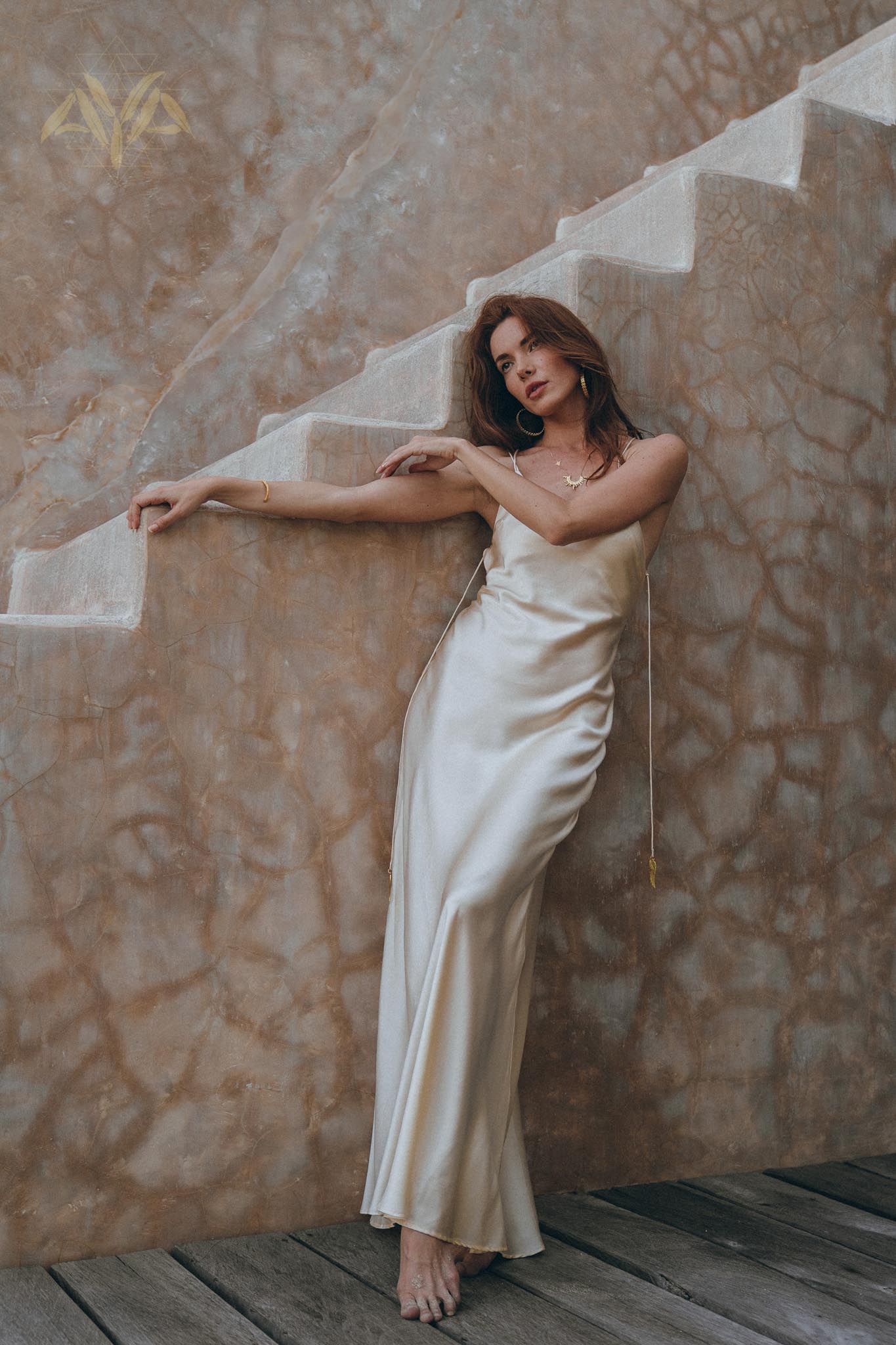 Pearl White Silk Simple Wedding Dress, Natural Silk Boho Dress Women - AYA Sacred Wear