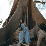 Sky Blue Braided Belted Jumpsuit, Overalls Women, Apron Dress - AYA Sacred Wear