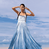 Sky Blue Macrame Slip Over • Tribal Goddess Sheer Overlay Dress - AYA Sacred Wear