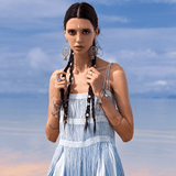 Sky Blue Macrame Slip Over • Tribal Goddess Sheer Overlay Dress - AYA Sacred Wear