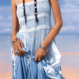 Sky Blue Macrame Slip Over • Tribal Goddess Sheer Overlay Dress - AYA Sacred Wear