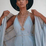 Sky Blue Poncho Robe • Boho Cape for Women • Bridal Cover Up for Wedding - AYA Sacred Wear