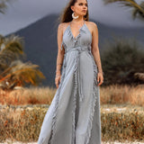 Sky Blue Tassel Dress • Organic Raw Cotton Bridesmaid Dress - AYA Sacred Wear