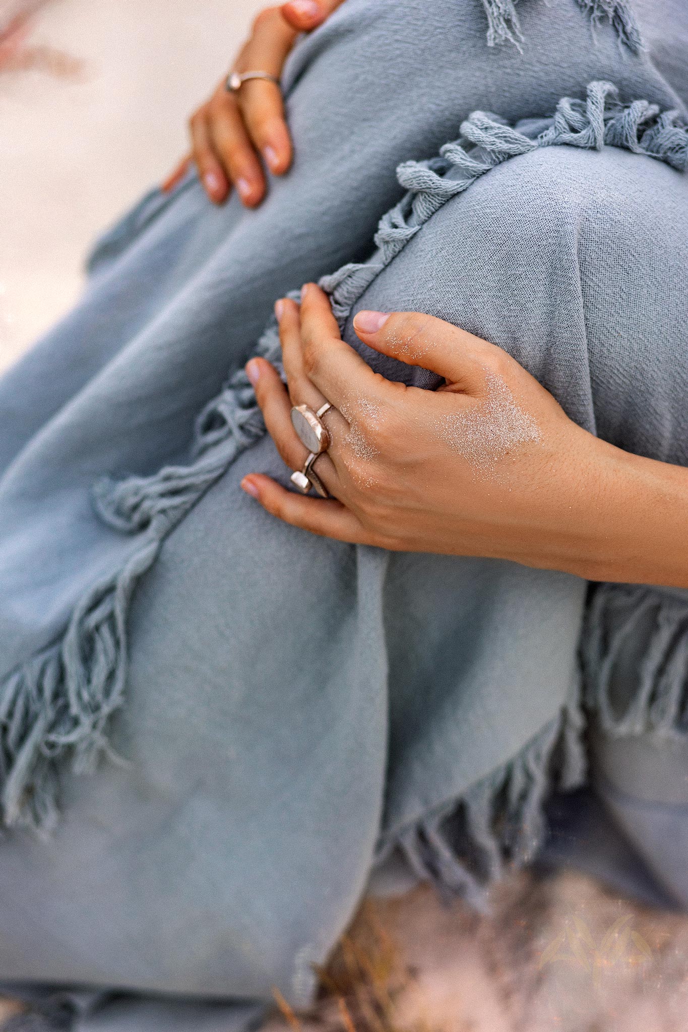 Sky Blue Tassel Dress • Organic Raw Cotton Bridesmaid Dress - AYA Sacred Wear