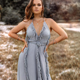 Sky Blue Tassel Dress • Organic Raw Cotton Bridesmaid Dress - AYA Sacred Wear