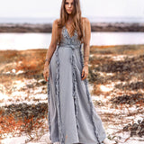 Sky Blue Tassel Dress • Organic Raw Cotton Bridesmaid Dress - AYA Sacred Wear