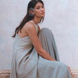 Look beautiful in Aya Sacred Wear's hand embroidered sky blue dress.