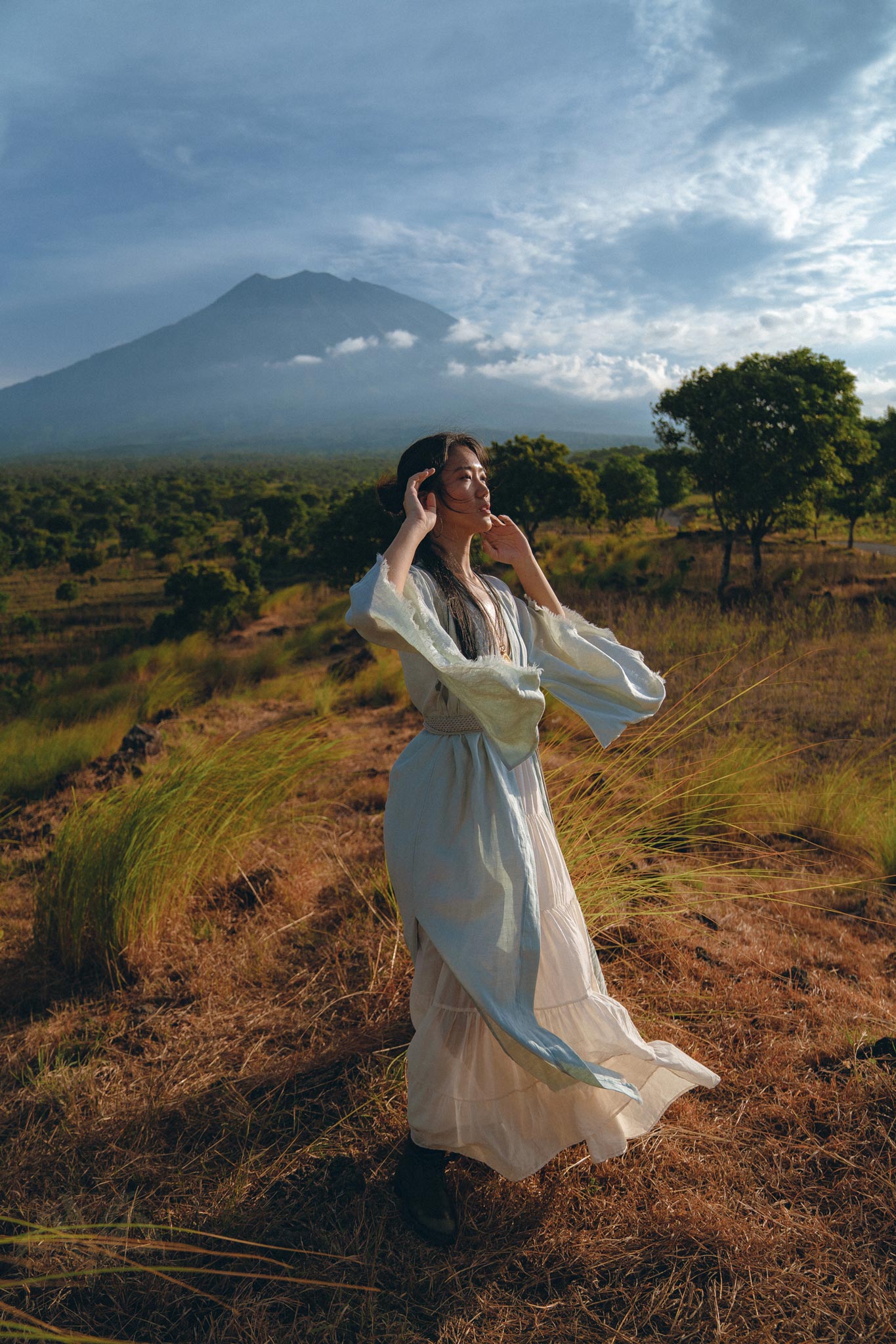 Linen Cardigan with Belt, Linen Sky Blue Overcoat, Long Jacket Women - AYA Sacred Wear