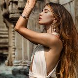 Off-White Bohemian Adjustable Dress, Evening Open Back Belly Dress - AYA Sacred Wear 